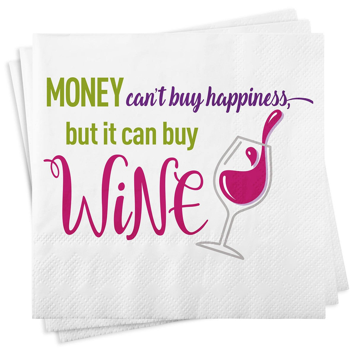 Chris's Stuff Wine Beverage Paper Napkins, Set of 25, Money Can't Buy
