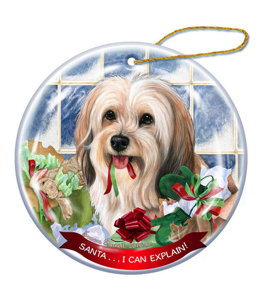 Cream Tibetan Terrier Dog Porcelain Ornament Pet Gift 'Santa.. I Can Explain!'