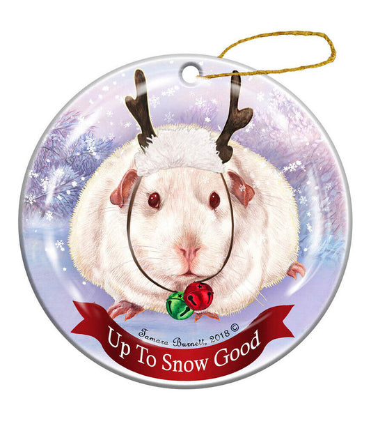 Holiday Pet Gifts Guinea Pig Pink Eyed Porcelain Christmas Ornament