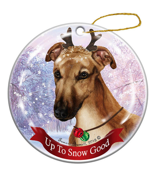 Holiday Pet Gifts Greyhound Fawn Dog Porcelain Christmas Ornament