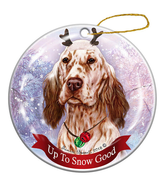 Holiday Pet Gifts Orange English Setter Dog Porcelain Christmas Ornament
