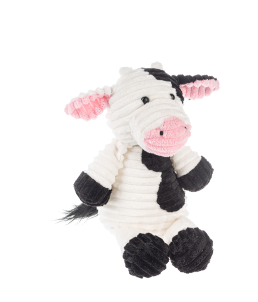 Ganz Ribbles Black and White Cow Corduroy Plush Stuffed Animal Toy, 12"