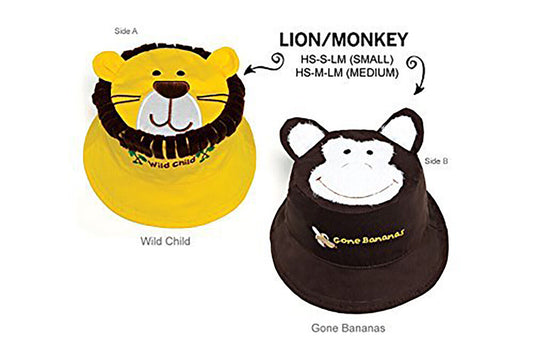 Luvali Reversible Sun Hat Infants UPF 50+ 6 mo 2 years (Lion/Monkey)