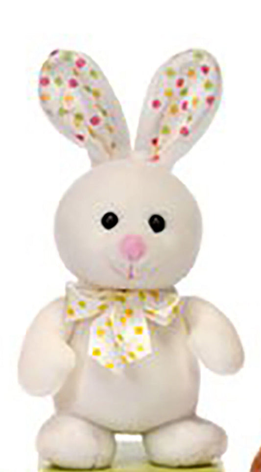 Standing White Bunny with Polka Dot Bow 8" By Fiesta