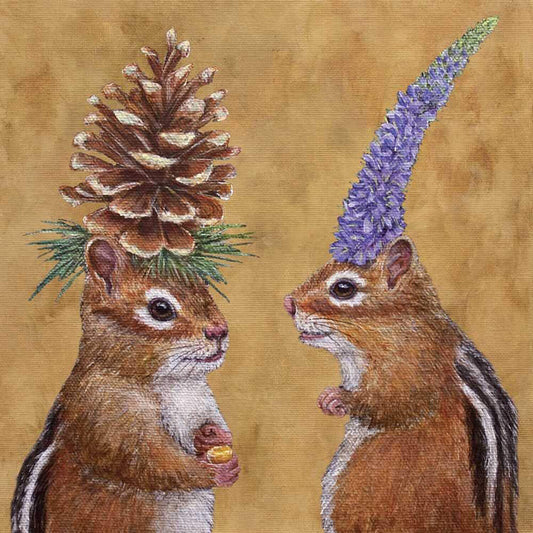 PPD 3252105 Chipmunk Courtship Cocktail Beverage Napkin, 5" x 5"
