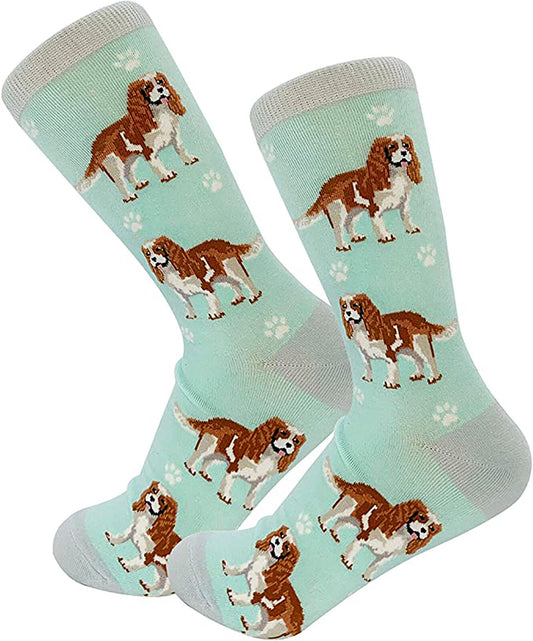 Happy Tails King Charles Cavalier Dog Lover Colored Socks - One Size Fits Most