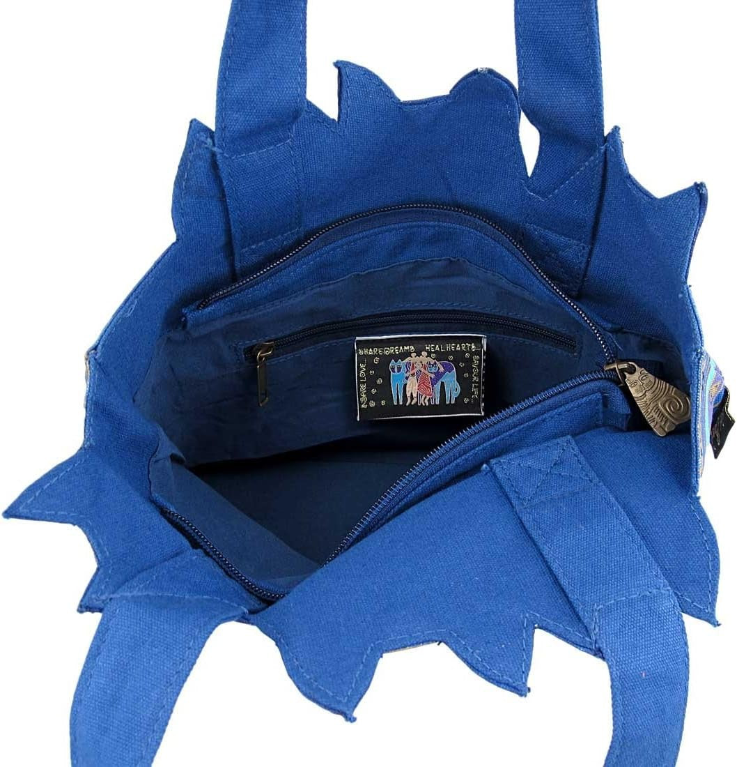 Sun n Sand Laurel Burch Indigo Cats Medium Cutout Tote, 12" x 3.5" x 8.5"