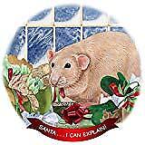 Rat Beige Solid Porcelain Ornament Pet Gift 'Santa. I Can Explain!'