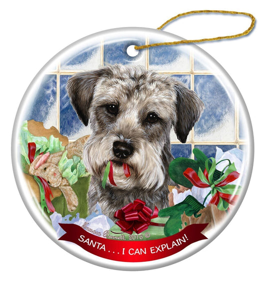 Schnoodle Dog Porcelain Hanging Ornament Pet Gift 'Santa.. I Can Explain!'