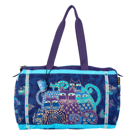 Laurel Burch Travel Bag 21" X 9" X 14"-Indigo Cats