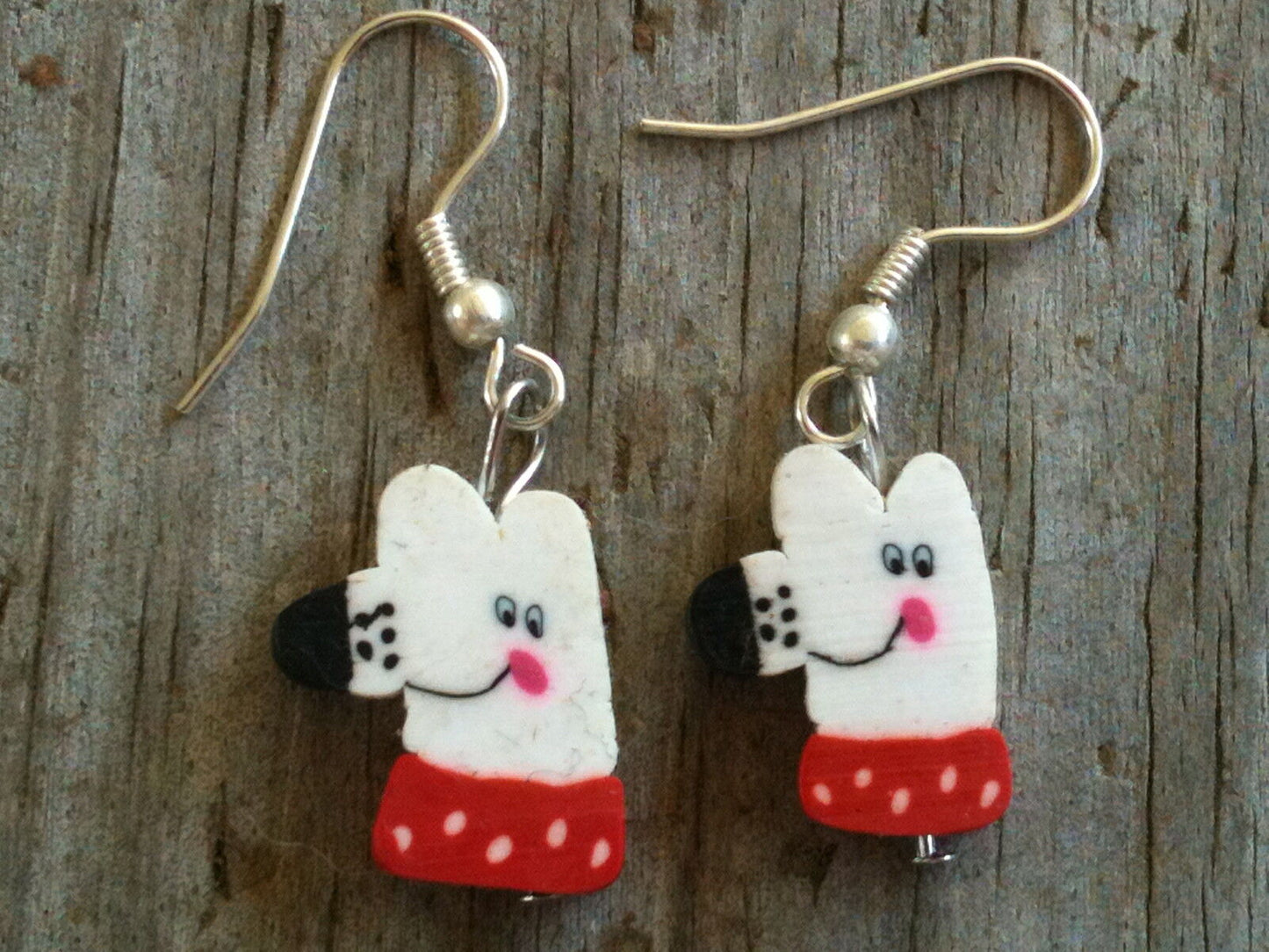 Fimo Clay White Cartoon Dog Earrings