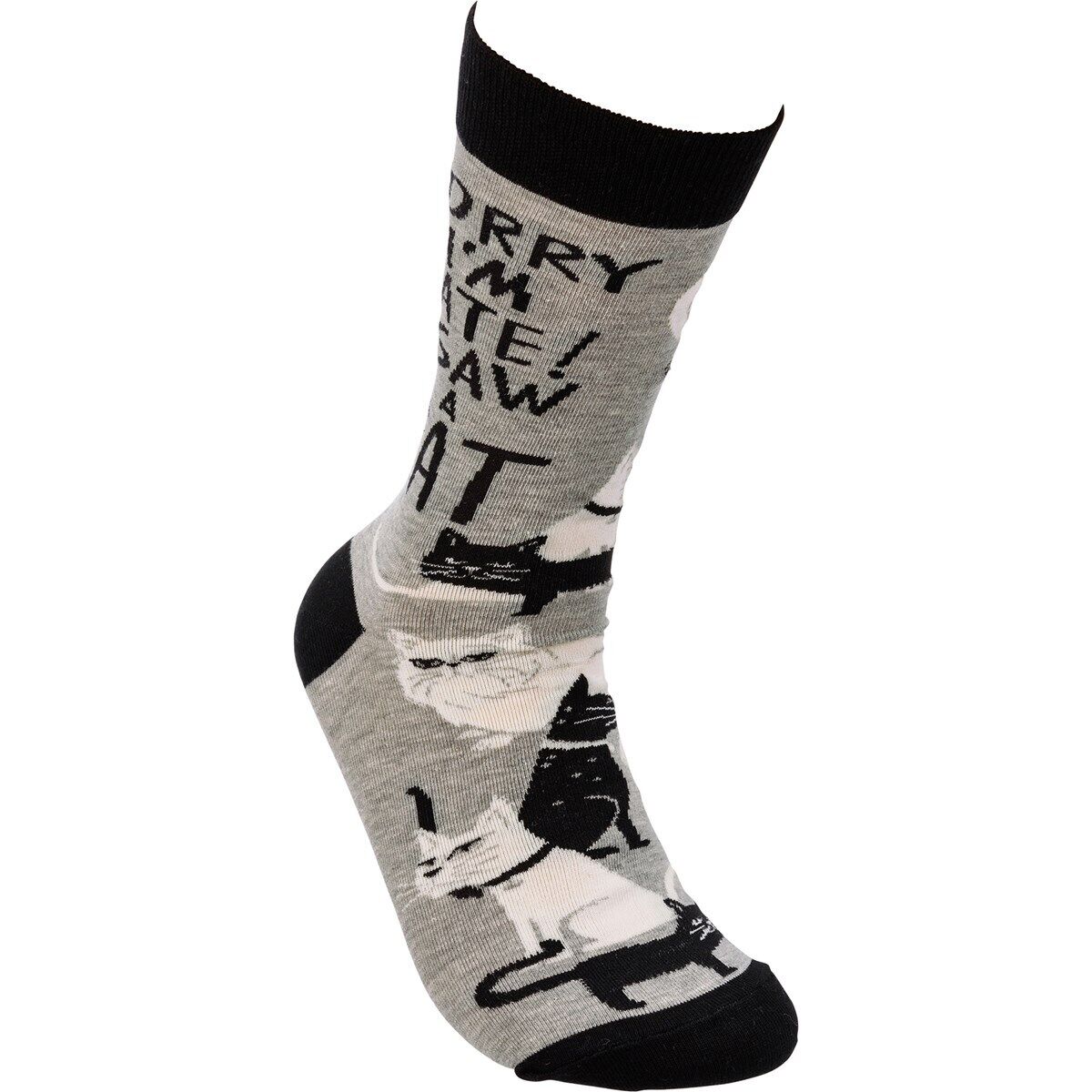 Primitives by Kathy 113093 Sorry I'm Late I Saw a Cat Socks