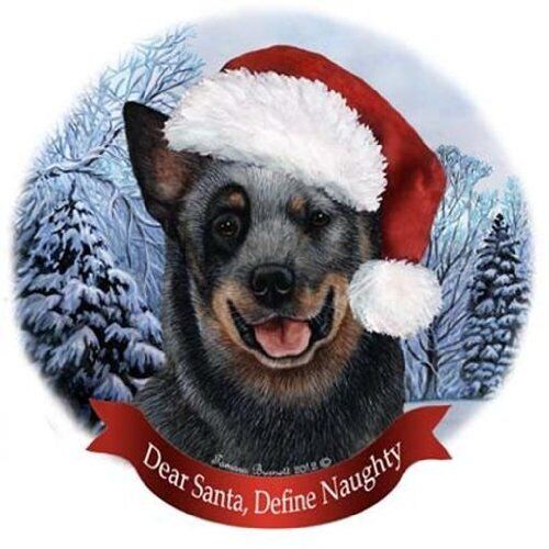 Australian Cattle Dog Santa Hat Christmas Ornament Porcelain China USA-made