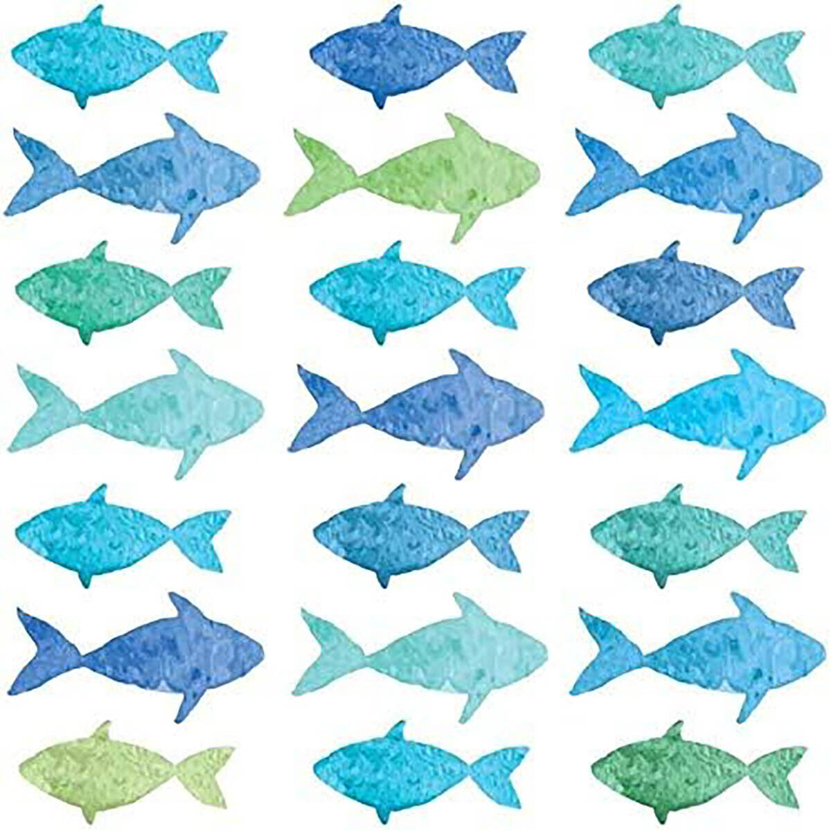 Set of 20 Individual Decoupage Aquarell Fishes Watercolor Decor Beverage Napkins