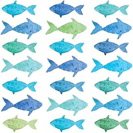 Set of 20 Individual Decoupage Aquarell Fishes Watercolor Decor Beverage Napkins