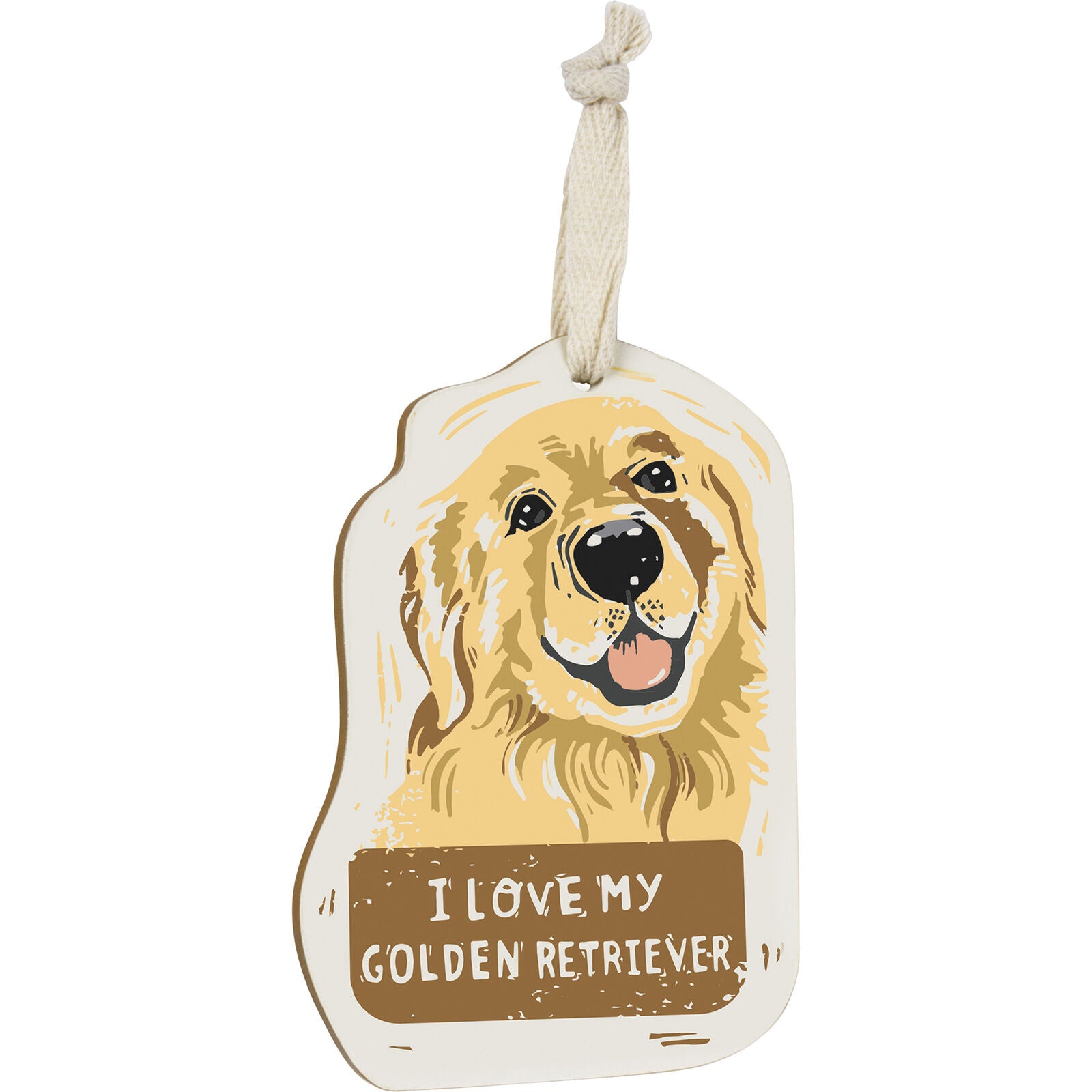 Primitives by Kathy Wooden Hanging Ornament, 2-Sided - I Love My Golden