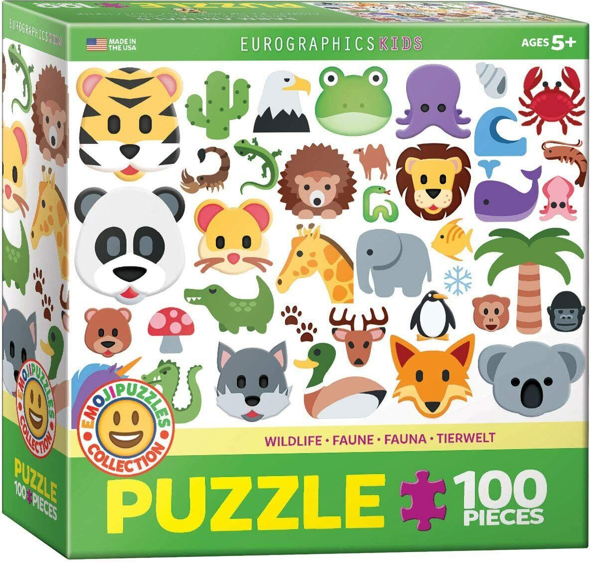 EuroGraphics Wildlife Animals Emoji Puzzle Jigsaw Puzzle (100-Piece)