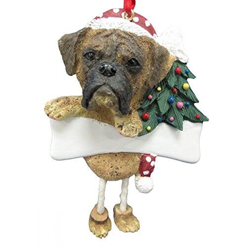 Boxer-Brindle-Ornament Uncropped Dangling Legs Hand Painted Easily Personalized