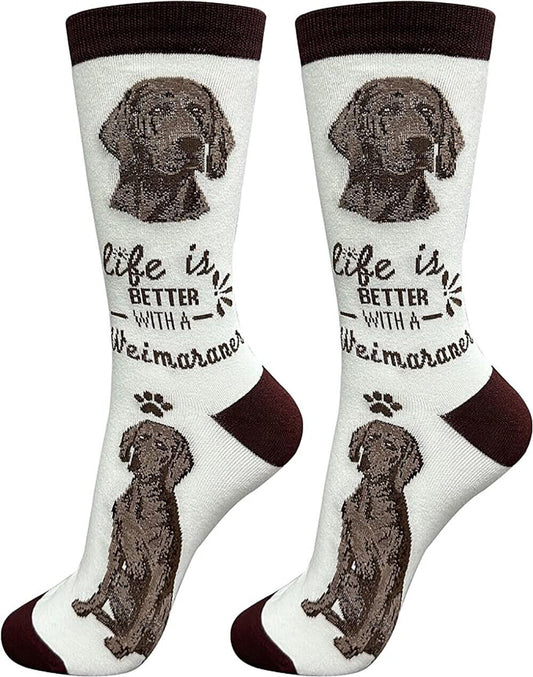 E&S Pets Pet Lover Socks, Life is Better with a Weimaraner, One Size fits Most
