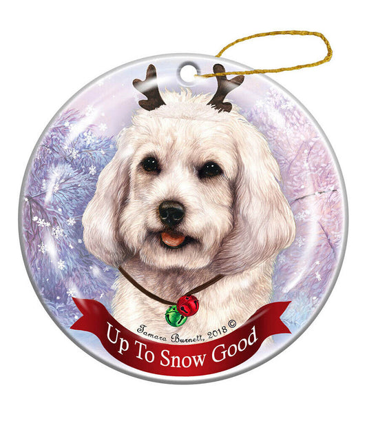 Holiday Pet Gifts Cockapoo White Dog Porcelain Christmas Ornament