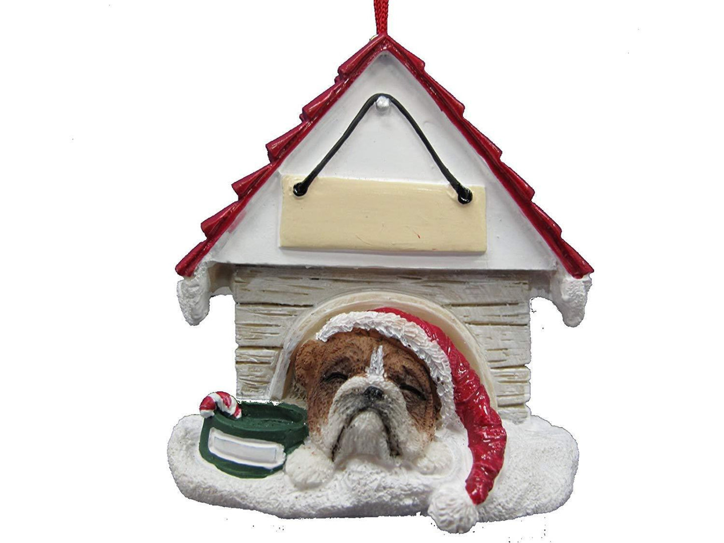 Bulldog Doghouse Ornament Hand Painted and Easily Personalized