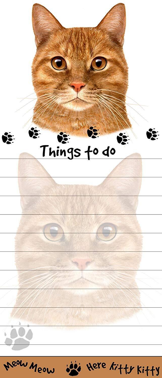 "Tabby Cat Magnetic List Pads" Uniquely Shaped Sticky Notepad