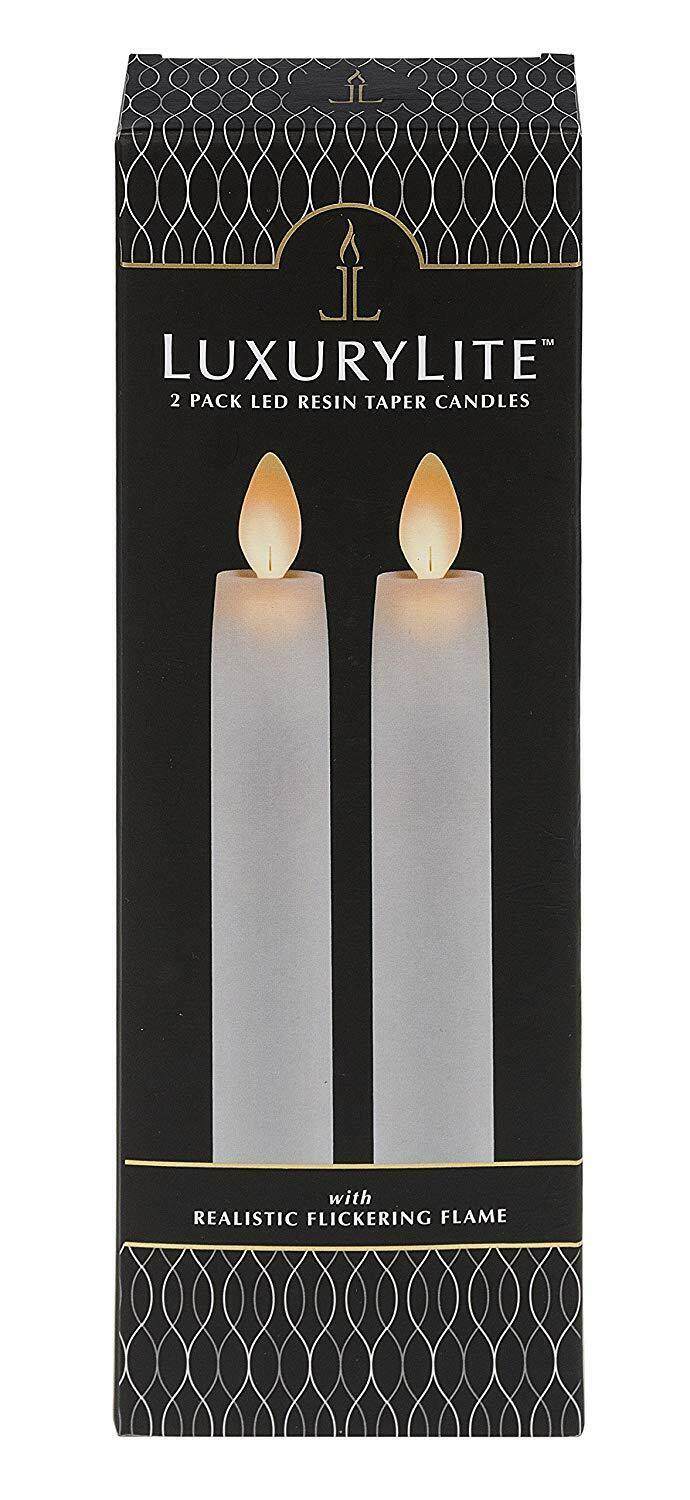 Ganz Remote Ready, White 1 x 8.5 Resin LED Taper Candles, Set of 2