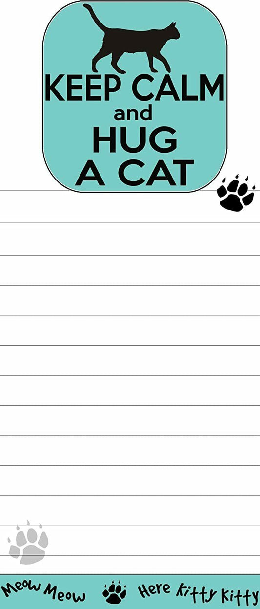 "Keep Calm and Hug A Cat" Uniquely Shaped Magnetic Sticky List Pads