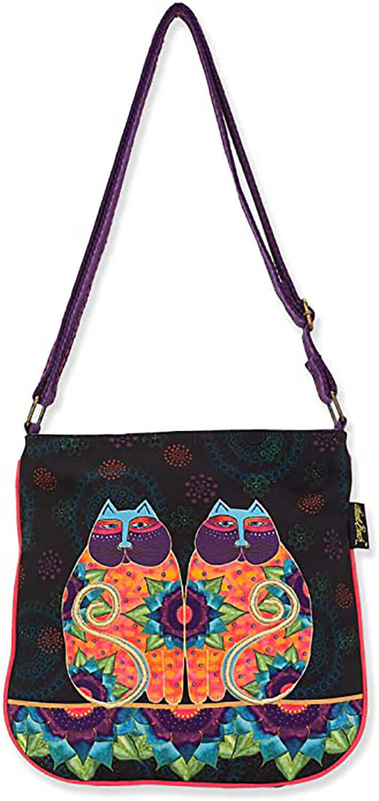 Laurel Burch Celestial Lotus Cats Crossbody Shoulder Bag Purse Handbag