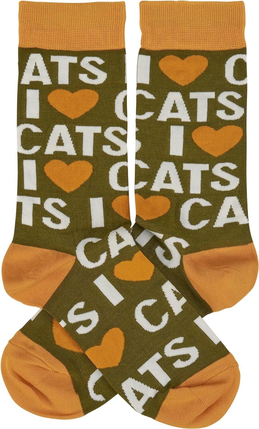 Primitives by Kathy -  I Love Cats Socks, One Size, Unisex