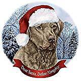 Holiday Pet Gift Chesapeake Bay Retriever Sage Dog Santa Hat Porcelain Ornament