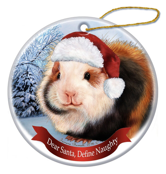 Holiday Pet Gifts Teddy Bear Guinea Pig Santa Hat Porcelain Christmas Ornament