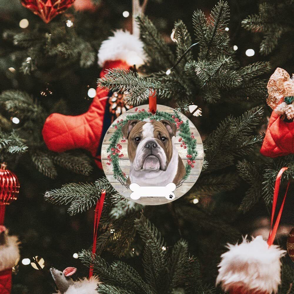 Bulldog Ornament - E&S Pets - DIY Personalizable, Ceramic Round Ornament