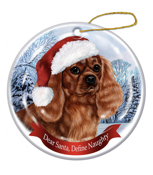 Holiday Pet Gifts Cavalier King Charles Spaniel, Ruby  Dog Porcelain Ornament