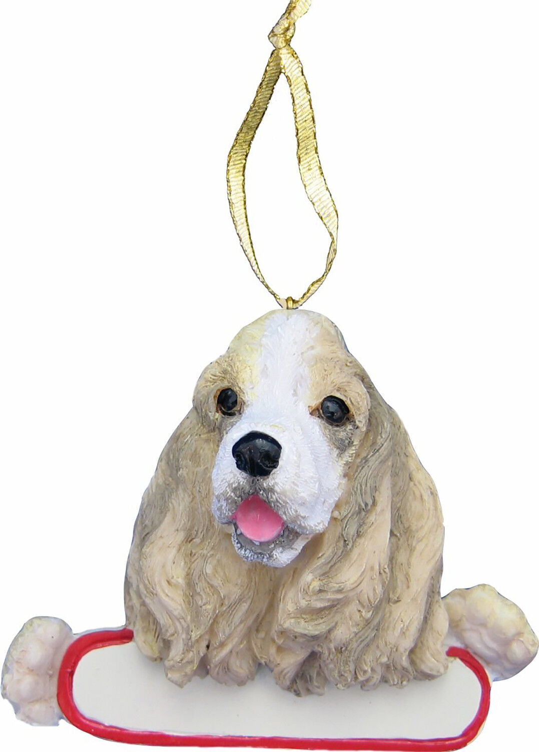 Cocker Spaniel Parti Ornament "Santa's Pals" With Personalized Name Plate