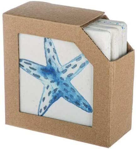 Ganz CB175864 Starfish Coaster, Set of 4, 4-inch Square