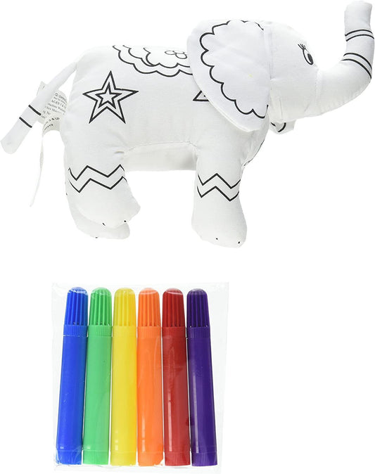 Ganz Elephant Plush Mini Coloring Kit (7 Piece), Elephant with 6 Markers