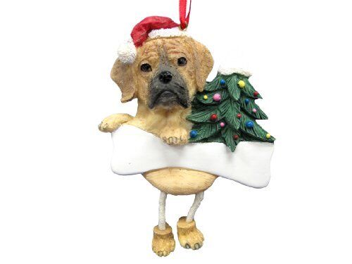 Puggle Ornament with Unique "Dangling Legs" Hand Painted and Easily Personalized