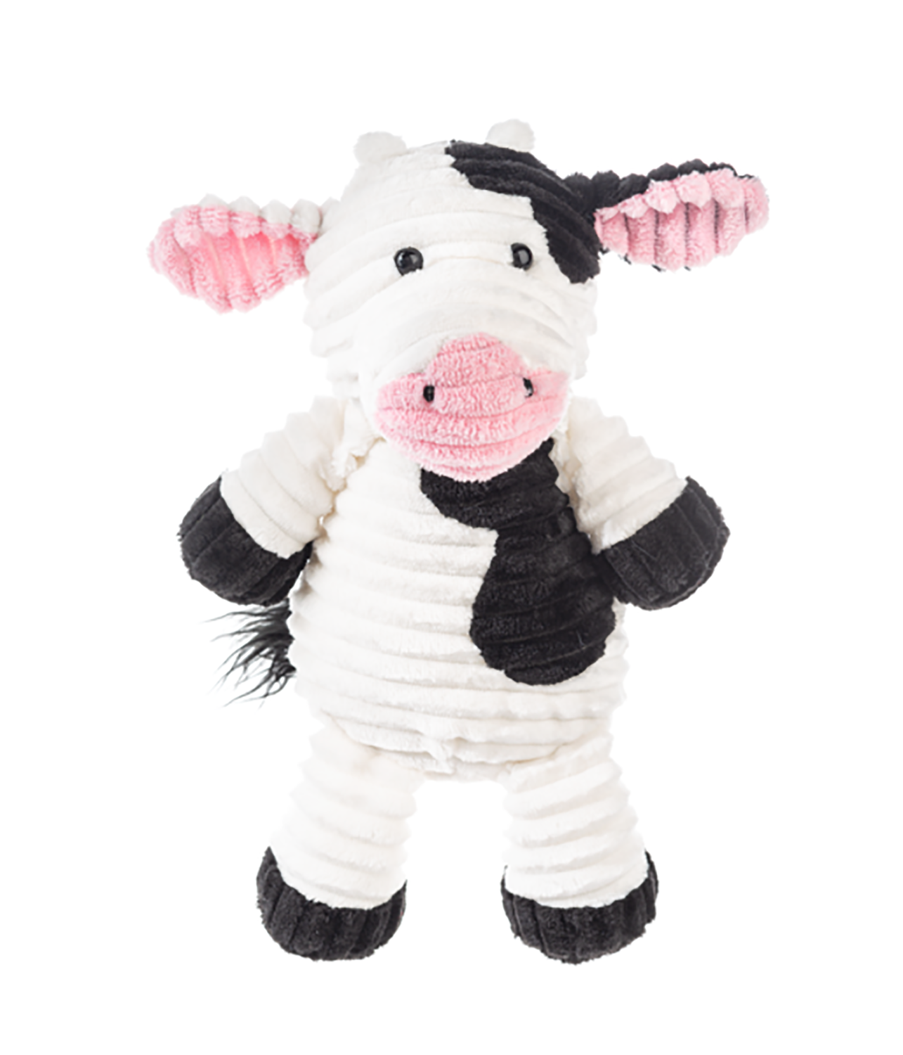 Ganz Ribbles Black and White Cow Corduroy Plush Stuffed Animal Toy, 12"
