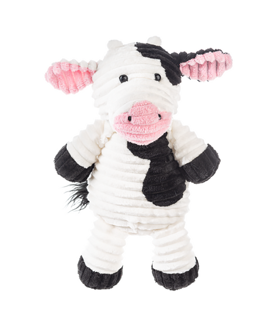 Ganz Ribbles Black and White Cow Corduroy Plush Stuffed Animal Toy, 12"