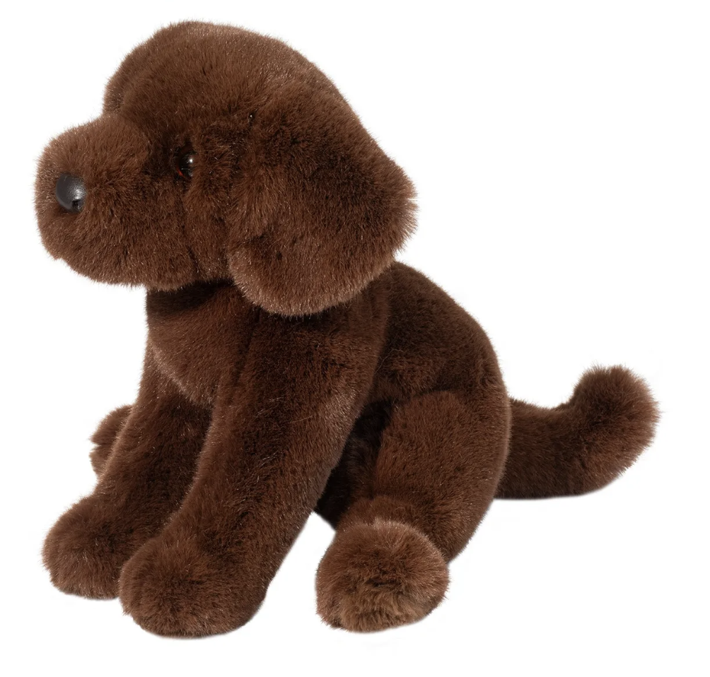 Douglas Toys Zoom Chocolate Lab Plush Stuffed Animal Toy, 9" sitting