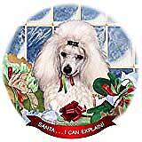 Mini Poodle White Dog Porcelain Ornament Pet Gift 'Santa. I Can Explain!'