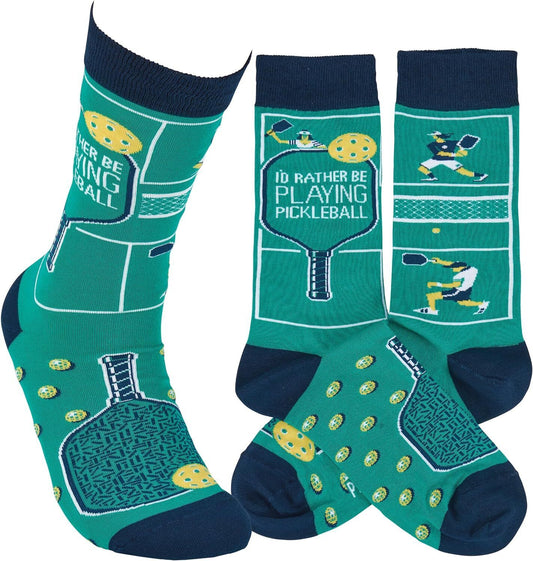 Primitives by Kathy - I'd Rather Be Playing Pickleball Socks, One Size, Unisex