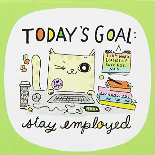 Cats at Work Kathy Weller Today's Goal Stay Employed Memo Cube Notepad, 1.5"