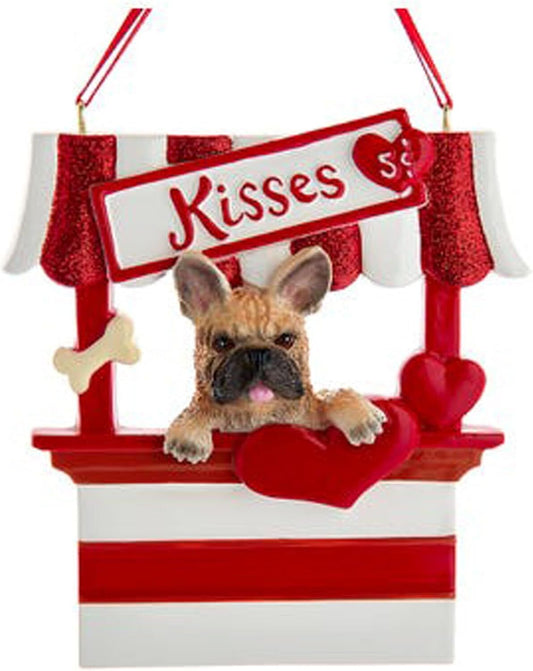 Kurt Adler French Bulldog Dog Kissing Booth Christmas Tree Ornament - 4" Resin