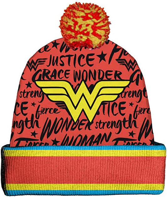 Spoontiques Winter Beanie Hat, Polyester, One Size Fits Most - Wonder Woman