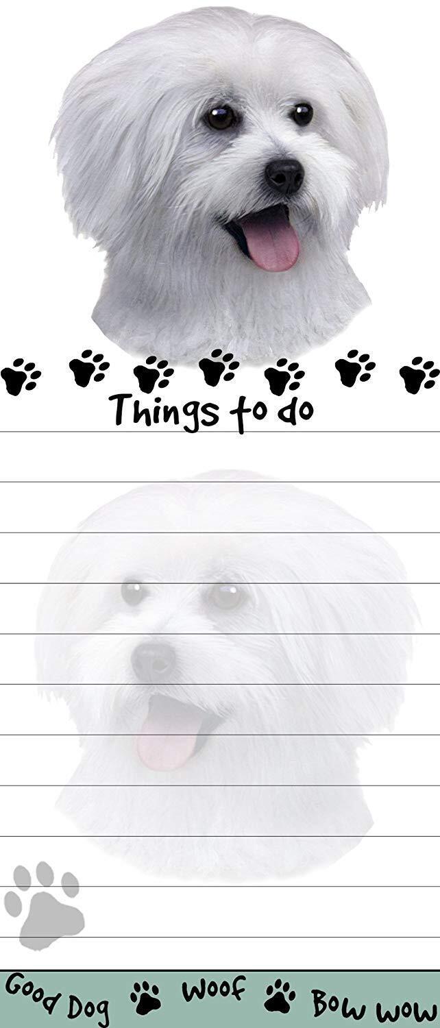 "Maltese Puppy Magnetic List Pads" Uniquely Shaped Sticky Notepad