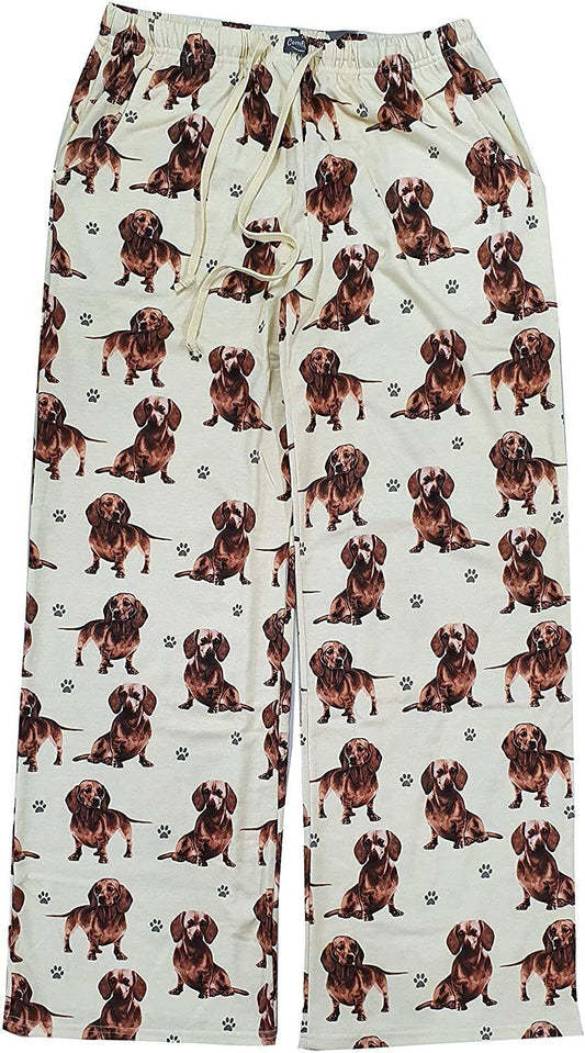 Dachshund Unisex Lightweight Cotton Blend Pajama Bottoms- Medium