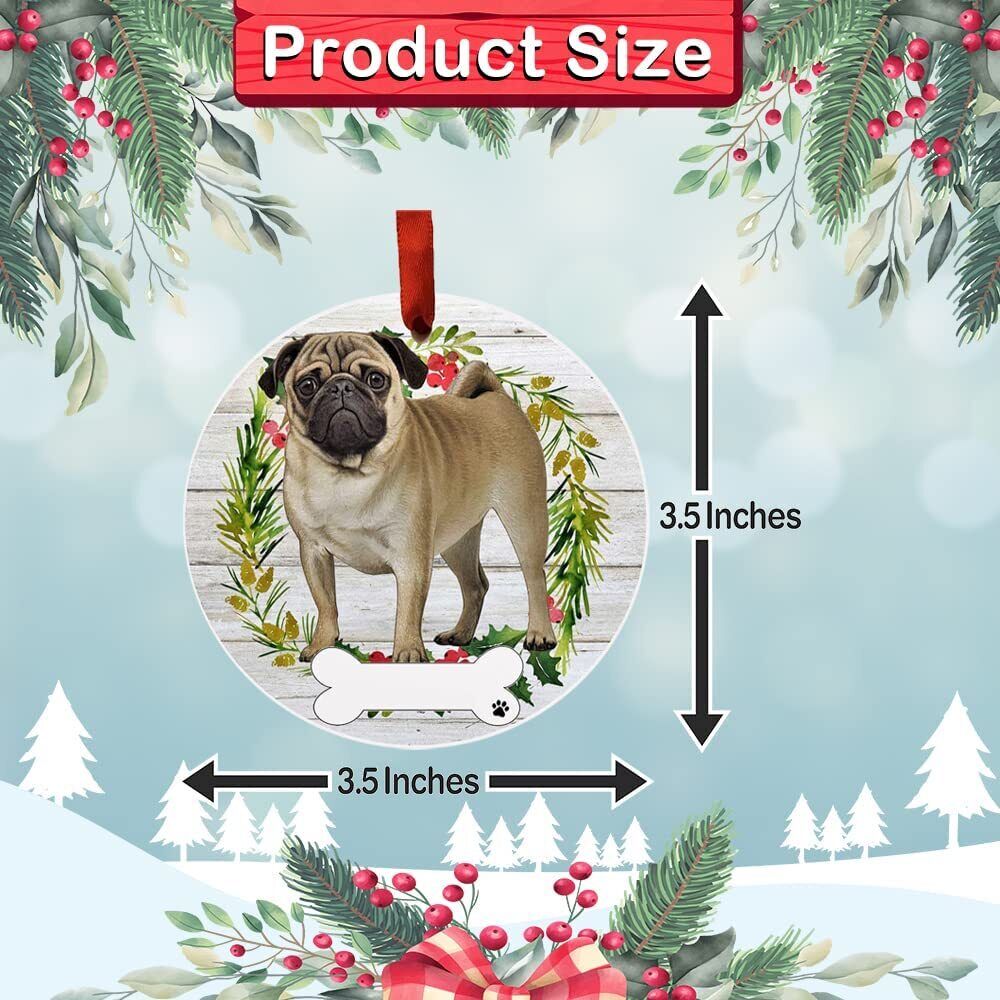 Pug Ornament - E&S Pets, DIY Personalizable, Ceramic Round Ornament