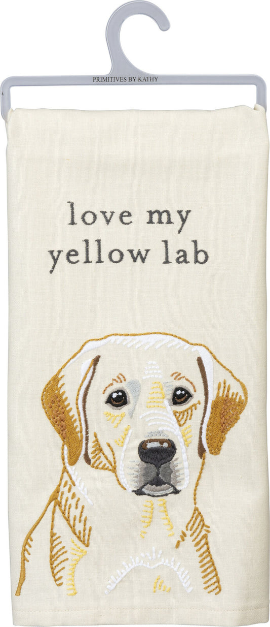 Primitives by Kathy Love My Yellow Lab Dish Towel, 26"